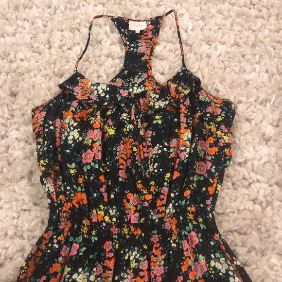 Small Parker silk dress - black with warm florals - Picture 3 of 5